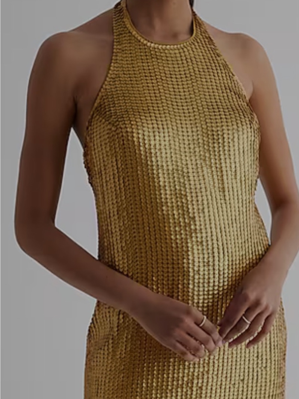 Gold Express Halter Sequin Dress. NWT size small